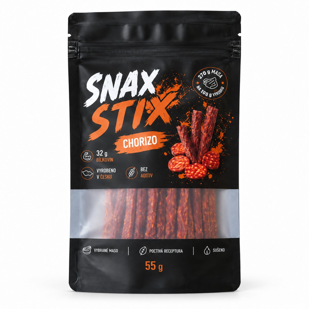 snaxstix-chorizo-final Snax Stix - Chorizo - Obrázek 1